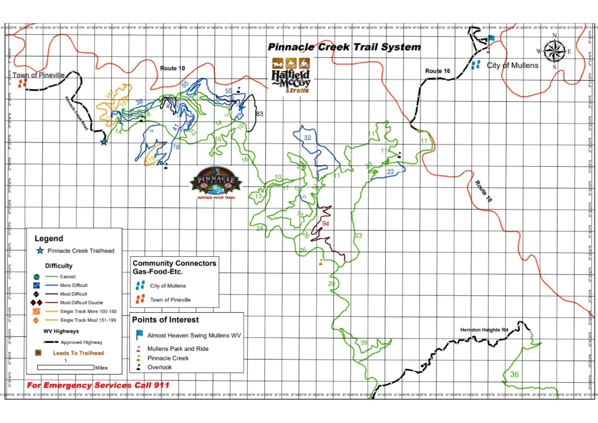 Pinnacle Creek trail map